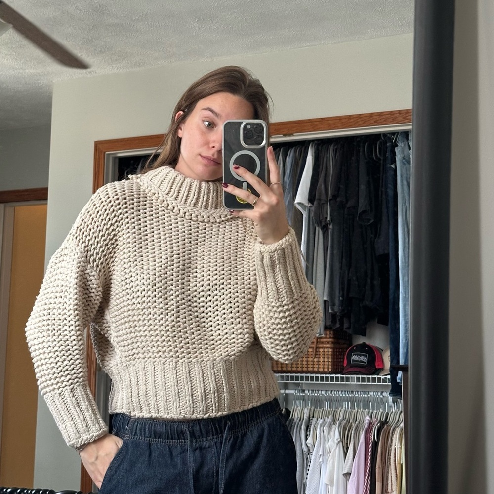 Free People Cream Turtleneck Sweater